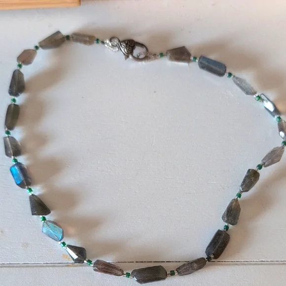 Boho Green Stone Necklace - Picture 1 of 4